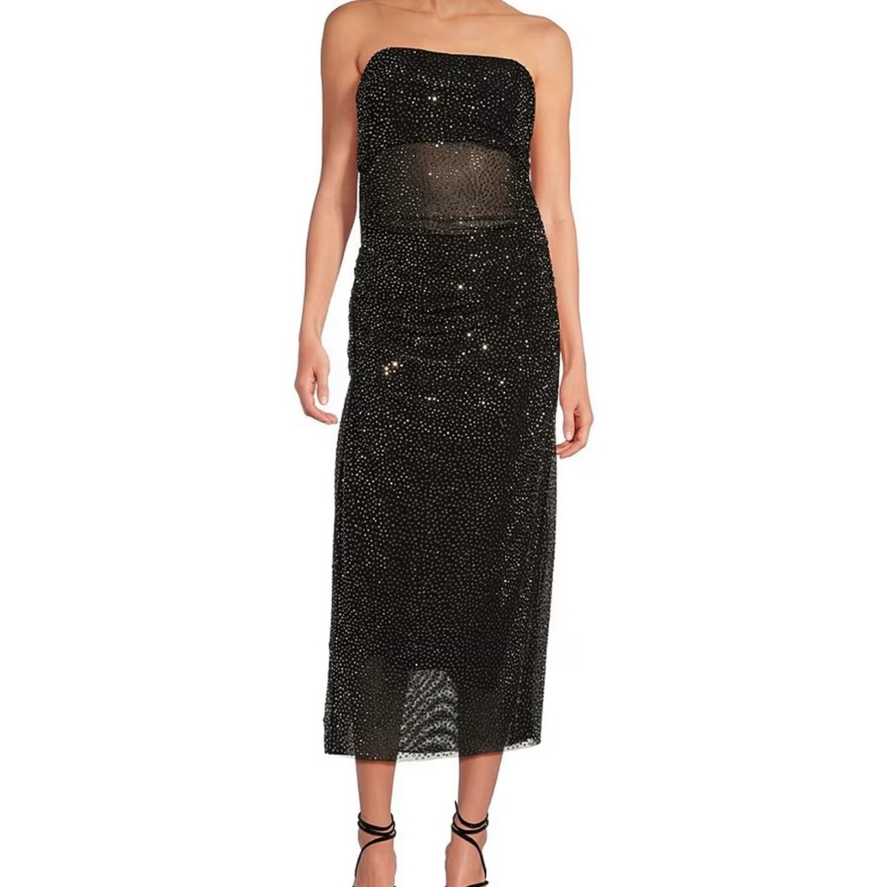 Gianni Bini Black Sequin Strapless Sheath Dress